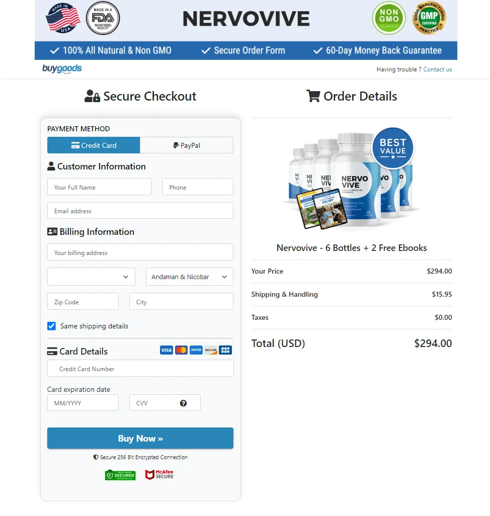 Nervovive Order Page